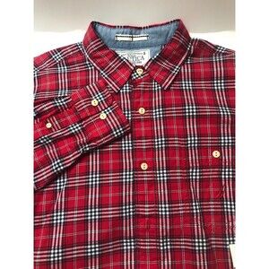 Nautica Men's NEW WITH TAGS Red Plaid LARGE Long Sleeve Button Up Shirt